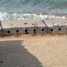 Sand nearing complete coverage on Sandsaver Modules in Lake Michigan