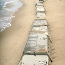 Sand accumulation surrounding Sandsdaver modules on Lake Michigan