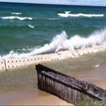 Sandsaver system in Lake Michigan breaking down wave energy