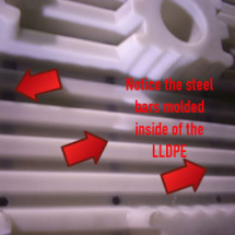pallets3 Custom Material Handling Pallet with Steel Bars Molded Into Pallet